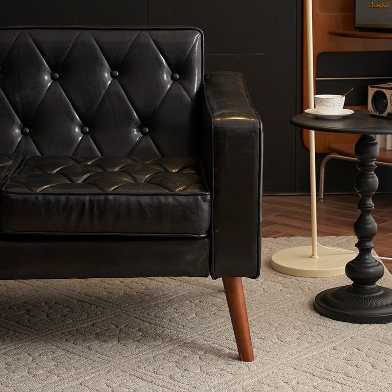 Casaconer | ソファ・2人掛け・ハイバック・レザー・ローソファ・おしゃれ・北欧・シンプル・モダン・ブラック・コンパクト・リビングソファ・合皮・7日内出荷