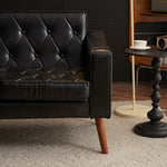 Casaconer | ソファ・2人掛け・ハイバック・レザー・ローソファ・おしゃれ・北欧・シンプル・モダン・ブラック・コンパクト・リビングソファ・合皮・7日内出荷