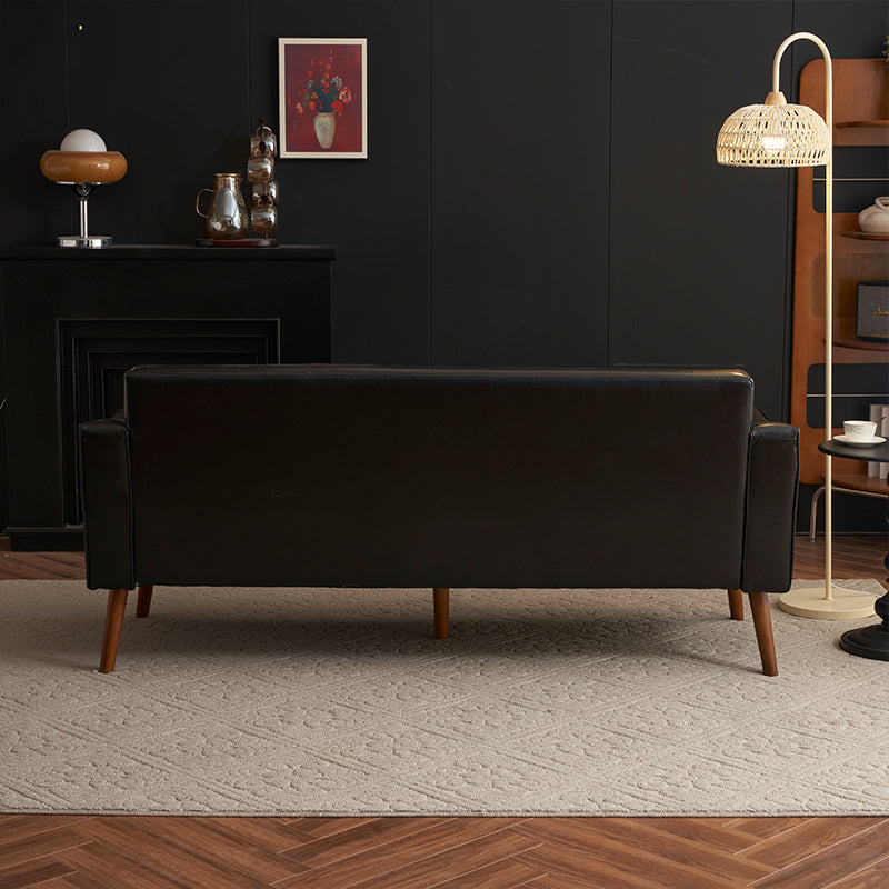 Casaconer | ソファ・2人掛け・ハイバック・レザー・ローソファ・おしゃれ・北欧・シンプル・モダン・ブラック・コンパクト・リビングソファ・合皮・7日内出荷