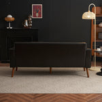 Casaconer | ソファ・2人掛け・ハイバック・レザー・ローソファ・おしゃれ・北欧・シンプル・モダン・ブラック・コンパクト・リビングソファ・合皮・7日内出荷