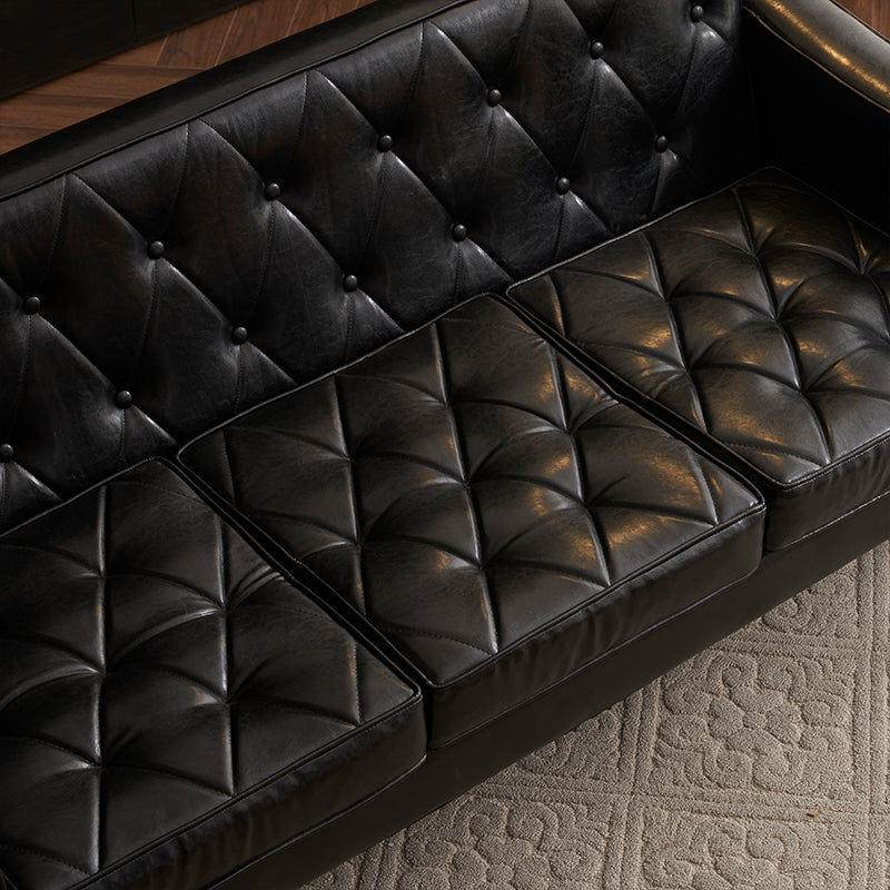 Casaconer | ソファ・2人掛け・ハイバック・レザー・ローソファ・おしゃれ・北欧・シンプル・モダン・ブラック・コンパクト・リビングソファ・合皮・7日内出荷