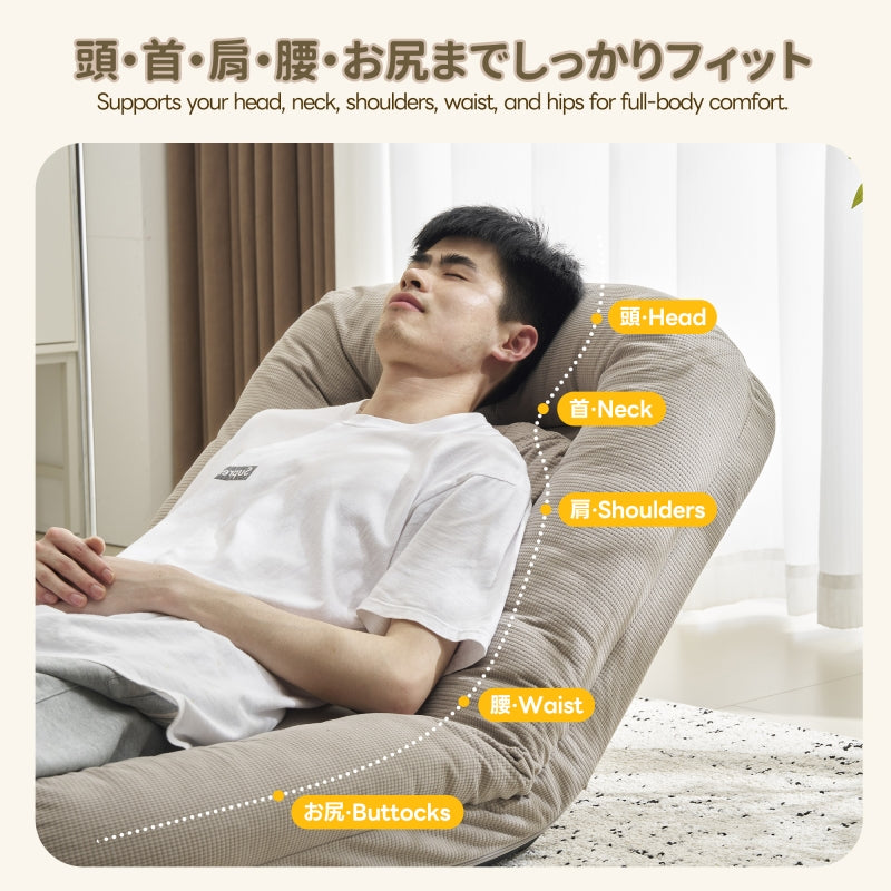 Casaconer | 座椅子・ヘッドリクライニング・ハイバック・コンパクト・6段ギア・リクライニング座椅子・チェア・一人用・グレー・7日内出荷