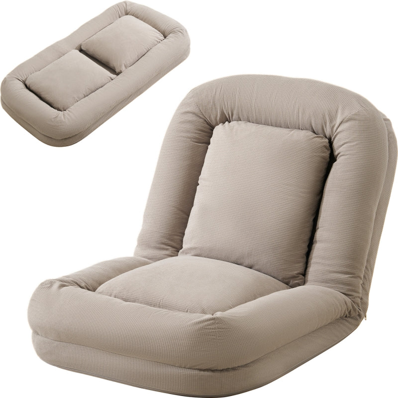 Casaconer | 座椅子・ヘッドリクライニング・ハイバック・コンパクト・6段ギア・リクライニング座椅子・チェア・一人用・グレー・7日内出荷