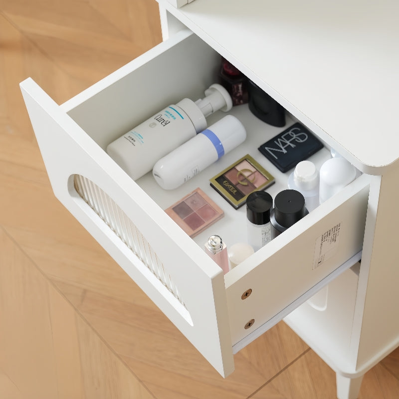 Casaconer | ドレッサー・おしゃれ・鏡台・お姫系・幅80cm・チェスト・サイドテーブルあり・寝室・化粧テーブル・小さい化粧台・コスメ台・収納・ネイルサロン・コンパクト・白・7日内出荷