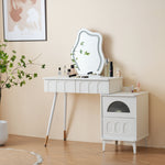 Casaconer | ドレッサー・おしゃれ・鏡台・お姫系・幅80cm・チェスト・サイドテーブルあり・寝室・化粧テーブル・小さい化粧台・コスメ台・収納・ネイルサロン・コンパクト・白・7日内出荷