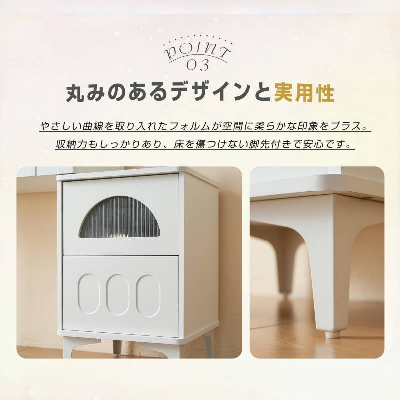 Casaconer | ドレッサー・おしゃれ・鏡台・お姫系・幅80cm・チェスト・サイドテーブルあり・寝室・化粧テーブル・小さい化粧台・コスメ台・収納・ネイルサロン・コンパクト・白・7日内出荷