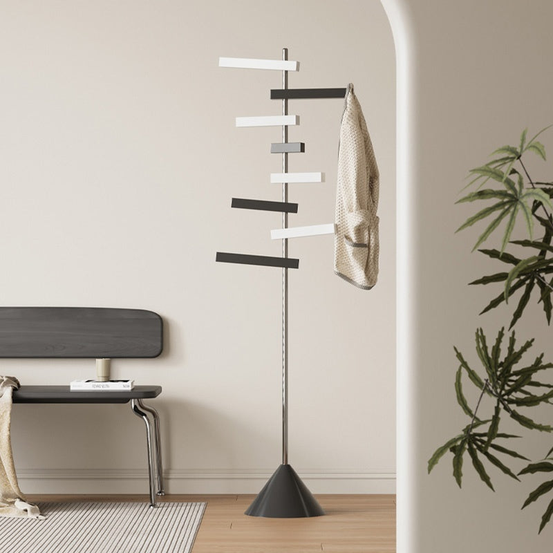 ポールハンガー スチール製 高さ約172cm フック回転式 360度可動 立て置きタイプ コートハンガー 洋服掛け 省スペース 玄関 寝室 ベッドサイド モダン デザイン