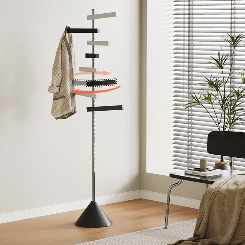 ポールハンガー スチール製 高さ約172cm フック回転式 360度可動 立て置きタイプ コートハンガー 洋服掛け 省スペース 玄関 寝室 ベッドサイド モダン デザイン