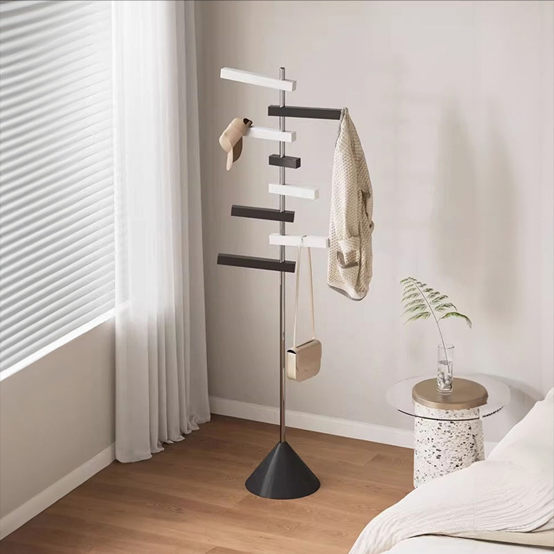 ポールハンガー スチール製 高さ約172cm フック回転式 360度可動 立て置きタイプ コートハンガー 洋服掛け 省スペース 玄関 寝室 ベッドサイド モダン デザイン