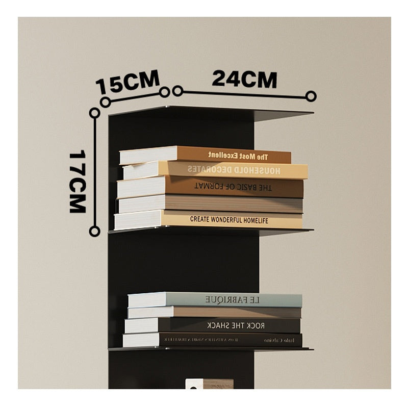 ブックシェルフ スチール製 本棚 スリム設計 幅32cm 縦型 ディスプレイラック 多段収納 6段/7段/8段/9段 壁付け 省スペース 本棚 リビング ブラック 完成品