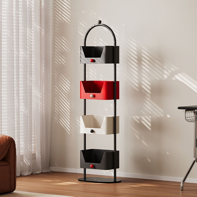 スチールラック 本棚 スリム フロアラック 幅40cm 高さ138cm 多段収納 収納棚 コーナー対応 省スペース 壁際設置 書斎 オフィス リビング モダン デザイン おしゃれ