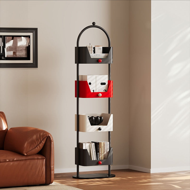 スチールラック 本棚 スリム フロアラック 幅40cm 高さ138cm 多段収納 収納棚 コーナー対応 省スペース 壁際設置 書斎 オフィス リビング モダン デザイン おしゃれ