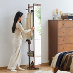 全身鏡 木製 アンティーク 収納 スタンドミラー 全身 ラック 鏡付き 木製 全身鏡収納 鏡 付き メイク玄関 リビング収納 ミラー ミラーラック おしゃれ 韓国風