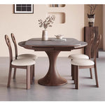 Casaconer | 伸縮式ダイニングテーブル・丸型・伸長式・幅75cm/120cm・4人掛け/6人掛け・セラミック天板・グレー系・モダン・北欧風・食卓テーブル・リビング・木製脚・おしゃれ