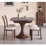 Casaconer | 伸縮式ダイニングテーブル・丸型・伸長式・幅75cm/120cm・4人掛け/6人掛け・セラミック天板・グレー系・モダン・北欧風・食卓テーブル・リビング・木製脚・おしゃれ