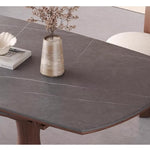 Casaconer | 伸縮式ダイニングテーブル・丸型・伸長式・幅75cm/120cm・4人掛け/6人掛け・セラミック天板・グレー系・モダン・北欧風・食卓テーブル・リビング・木製脚・おしゃれ