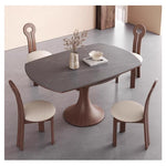 Casaconer | 伸縮式ダイニングテーブル・丸型・伸長式・幅75cm/120cm・4人掛け/6人掛け・セラミック天板・グレー系・モダン・北欧風・食卓テーブル・リビング・木製脚・おしゃれ