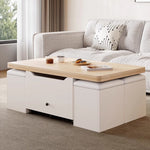 Casaconer | テーブル・ローテーブル・サイドテーブル・センターテーブル・昇降テーブル・多機能テーブル・折りたたみ天板・幅100cm・高さ45~62cm・ホワイト・多機能デザイン・無垢材・収納ワゴン・キャスター付き・在宅ワーク・コンパクト家具・一人暮らし