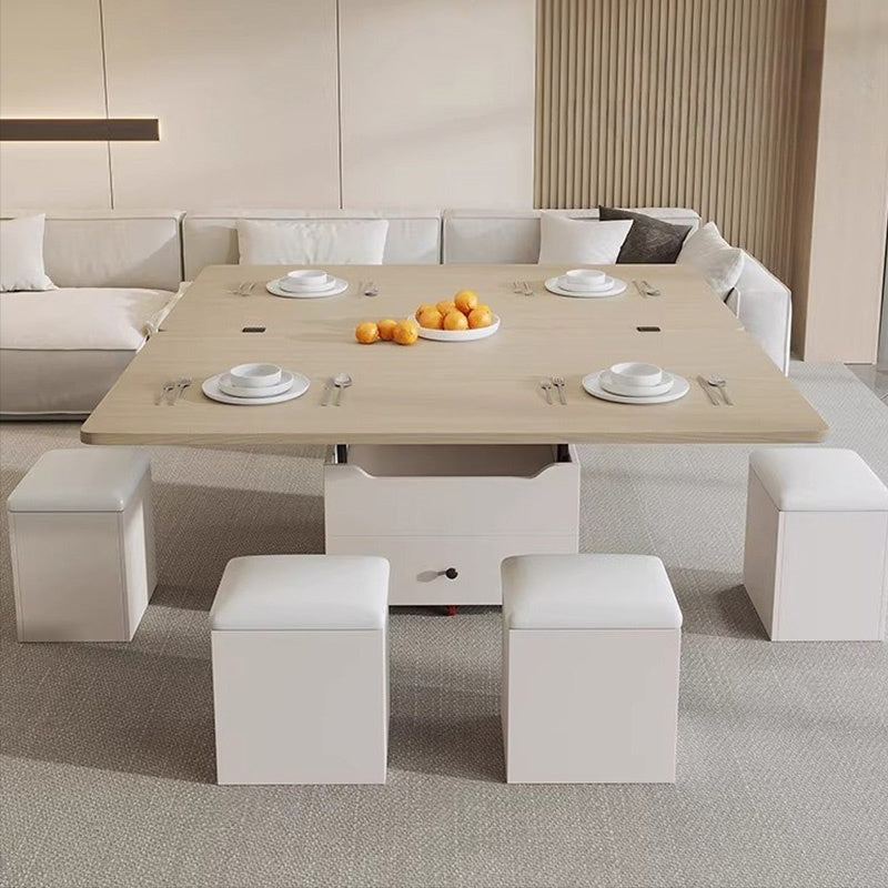 Casaconer | テーブル・ローテーブル・サイドテーブル・センターテーブル・昇降テーブル・多機能テーブル・折りたたみ天板・幅100cm・高さ45~62cm・ホワイト・多機能デザイン・無垢材・収納ワゴン・キャスター付き・在宅ワーク・コンパクト家具・一人暮らし