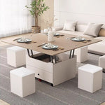 Casaconer | テーブル・ローテーブル・サイドテーブル・センターテーブル・昇降テーブル・多機能テーブル・折りたたみ天板・幅100cm・高さ45~62cm・ホワイト・多機能デザイン・無垢材・収納ワゴン・キャスター付き・在宅ワーク・コンパクト家具・一人暮らし