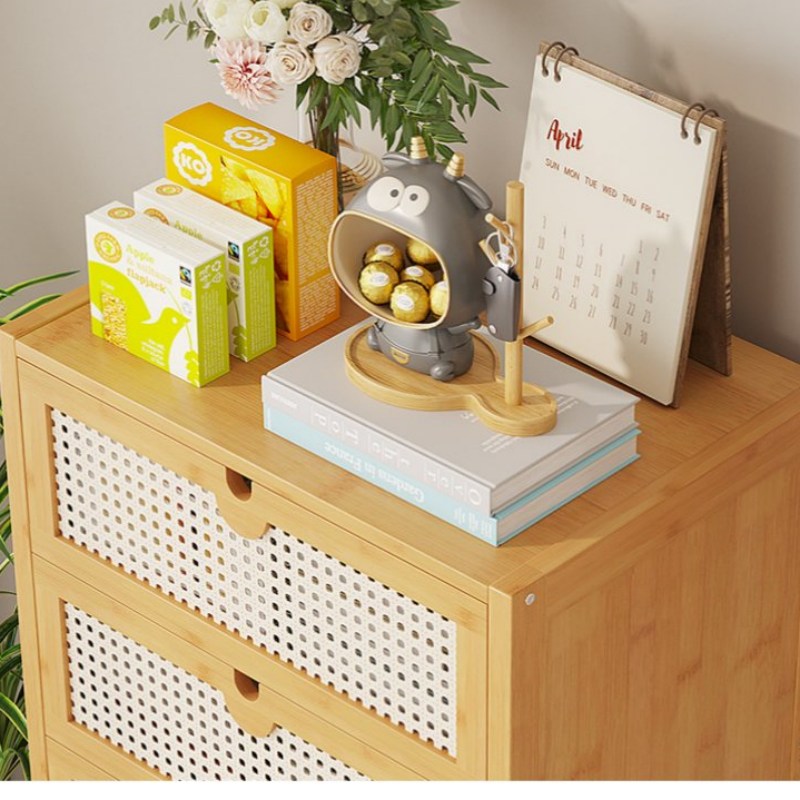 タンス,竹製,ラタン,チェスト,キャビネット,サイドボード,引出し,五段,収納,リビング,寝室,台面