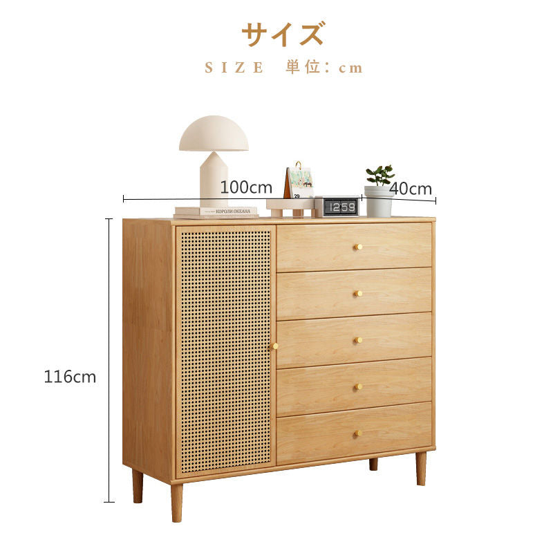 収納棚・ラタン調・ラタン風・おしゃれ・ナチュラル・韓国・北欧・食器収納・リビングボード・リビング・収納・幅120・幅100