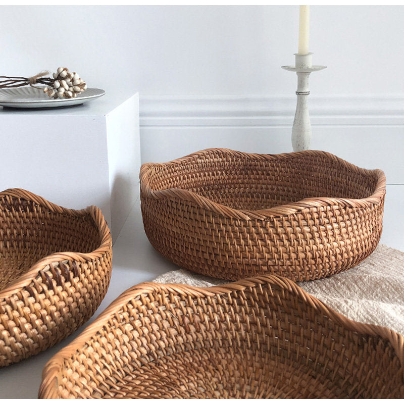 Casaconer | ラタン・おしゃれ・北欧・SMLサイズ・フルーツバスケット・お菓子入れ・果物かご・かご