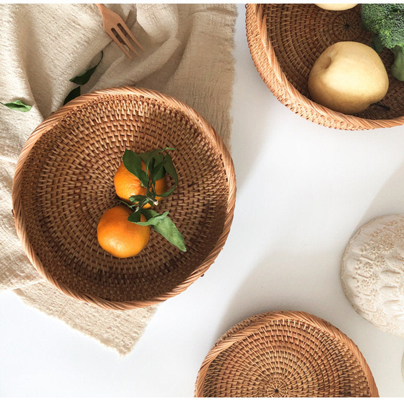 Casaconer | ラタン・おしゃれ・北欧・SMLサイズ・フルーツバスケット・お菓子入れ・果物かご・かご