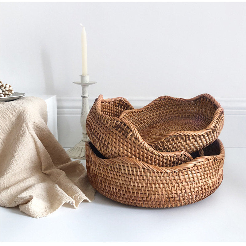 Casaconer | ラタン・おしゃれ・北欧・SMLサイズ・フルーツバスケット・お菓子入れ・果物かご・かご