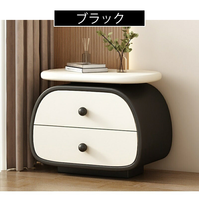 【完成品】ナイトテーブル サイドテーブル 引出 完成品 幅40cm ベージュ ホワイト 白 ラグジュアリー 高級感 レザー風 合成皮革 お手入れ簡単 インテリア 家具 おしゃれ 北欧 モダン 一人暮らし リビング かわいい 韓国風