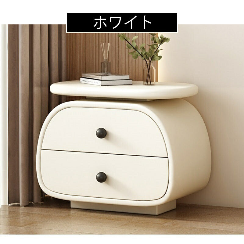 【完成品】ナイトテーブル サイドテーブル 引出 完成品 幅40cm ベージュ ホワイト 白 ラグジュアリー 高級感 レザー風 合成皮革 お手入れ簡単 インテリア 家具 おしゃれ 北欧 モダン 一人暮らし リビング かわいい 韓国風