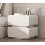 Casaconer | サイドテーブル・ナイトテーブル・合皮・寝室収納・リビング・ベッドルーム・クリーム風・フェミニン