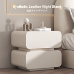 Casaconer | サイドテーブル・ナイトテーブル・合皮・寝室収納・リビング・ベッドルーム・クリーム風・フェミニン