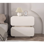 Casaconer | サイドテーブル・ナイトテーブル・合皮・寝室収納・リビング・ベッドルーム・クリーム風・フェミニン