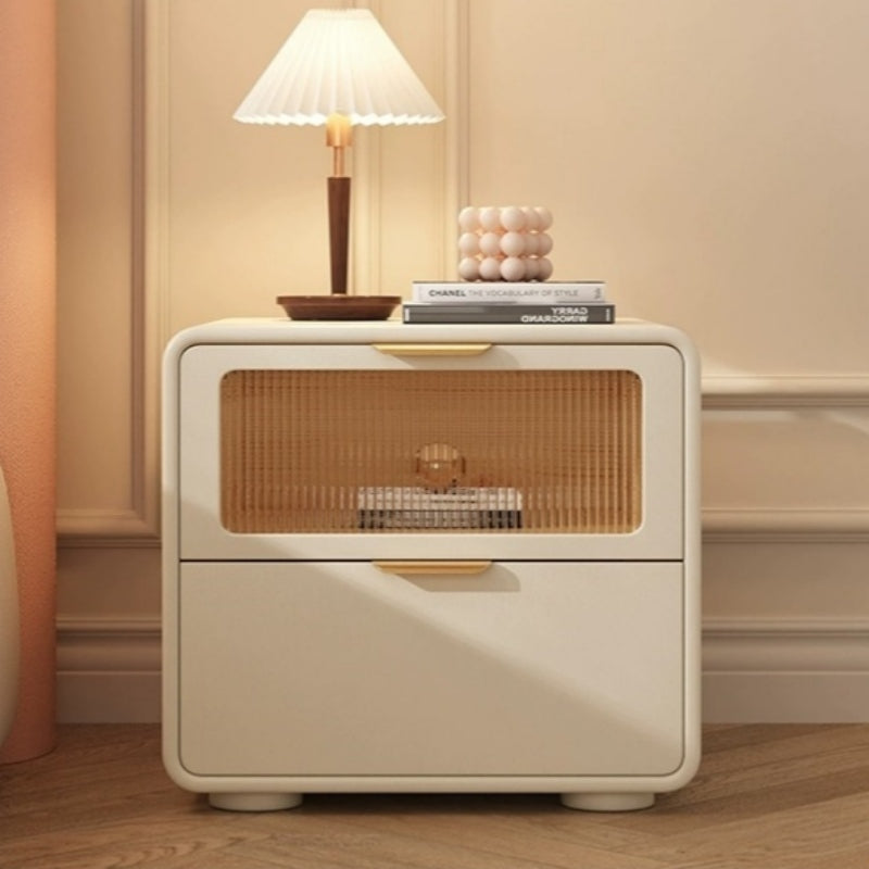 Casaconer | 完成品・ナイトテーブル・サイドテーブル・ベージュ・引き出し・オシャレ・省スペース・コンパクト・北欧風・幅40・寝室・リビング・電話台・ベッドサイドテーブル・ソファーサイド・ベッドサイドチェスト・ベッドサイド・姫系・収納・白・ホワイト