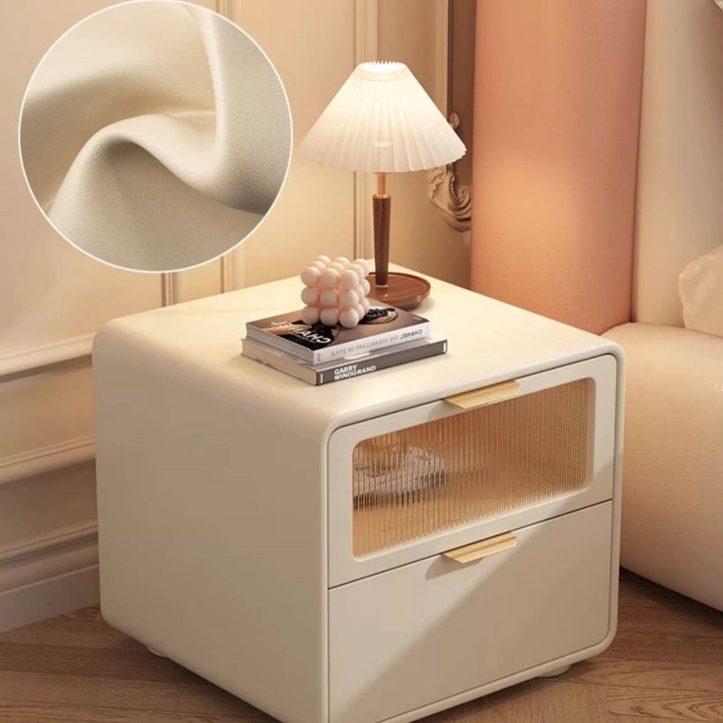 Casaconer | 完成品・ナイトテーブル・サイドテーブル・ベージュ・引き出し・オシャレ・省スペース・コンパクト・北欧風・幅40・寝室・リビング・電話台・ベッドサイドテーブル・ソファーサイド・ベッドサイドチェスト・ベッドサイド・姫系・収納・白・ホワイト