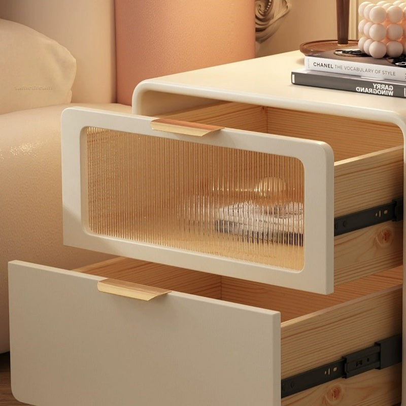 Casaconer | 完成品・ナイトテーブル・サイドテーブル・ベージュ・引き出し・オシャレ・省スペース・コンパクト・北欧風・幅40・寝室・リビング・電話台・ベッドサイドテーブル・ソファーサイド・ベッドサイドチェスト・ベッドサイド・姫系・収納・白・ホワイト