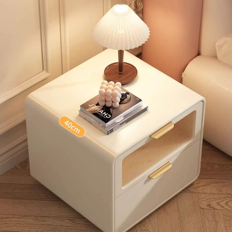 Casaconer | 完成品・ナイトテーブル・サイドテーブル・ベージュ・引き出し・オシャレ・省スペース・コンパクト・北欧風・幅40・寝室・リビング・電話台・ベッドサイドテーブル・ソファーサイド・ベッドサイドチェスト・ベッドサイド・姫系・収納・白・ホワイト