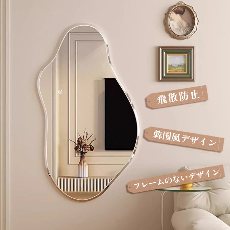 Casaconer | 完成品・韓国・インテリア・おしゃれ・洗面・韓国ミラー・ウェーブ・トイレ・壁掛け・鏡・変形ミラー・ミラー・賃貸・アパート・マンション・壁・ノンフレーム・玄関・寝室・かわいい・デザイン・デザインミラー・ディスプレイ