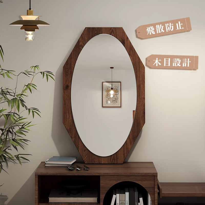 完成品・八角形ミラー・壁掛け・玄関・風水・八角鏡・鏡・ウォールミラー・アンティーク・調・飛散防止・壁掛けミラー・アンティークミラー・八角形・ミラー・小さい・おしゃれ・丸・玄関ミラー・プレゼント・贈り物・卓上・玄関鏡・洗面所・寝室