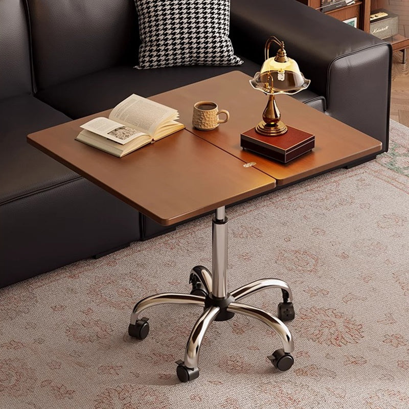 Casaconer | テーブル・ローテーブル・サイドテーブル・センターテーブル・昇降テーブル・多機能テーブル・幅66cm・高さ70~91.5cm・ウォルナットカラー・多機能デザイン・無垢材・スチール脚・収納ワゴン・在宅ワーク・コンパクト家具・一人暮らし