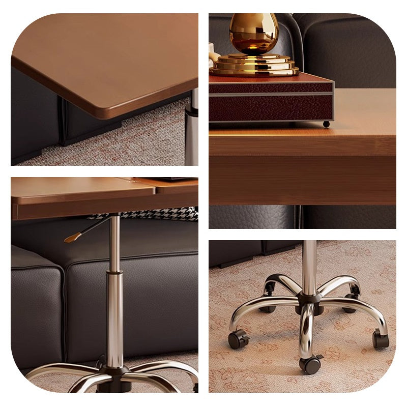 Casaconer | テーブル・ローテーブル・サイドテーブル・センターテーブル・昇降テーブル・多機能テーブル・幅66cm・高さ70~91.5cm・ウォルナットカラー・多機能デザイン・無垢材・スチール脚・収納ワゴン・在宅ワーク・コンパクト家具・一人暮らし