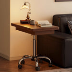 Casaconer | テーブル・ローテーブル・サイドテーブル・センターテーブル・昇降テーブル・多機能テーブル・幅66cm・高さ70~91.5cm・ウォルナットカラー・多機能デザイン・無垢材・スチール脚・収納ワゴン・在宅ワーク・コンパクト家具・一人暮らし