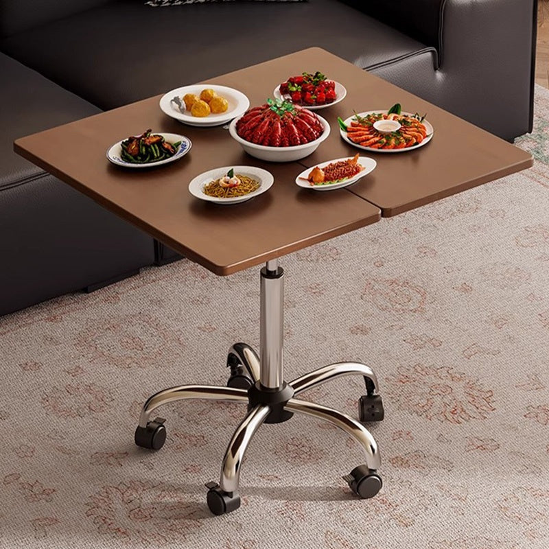 Casaconer | テーブル・ローテーブル・サイドテーブル・センターテーブル・昇降テーブル・多機能テーブル・幅66cm・高さ70~91.5cm・ウォルナットカラー・多機能デザイン・無垢材・スチール脚・収納ワゴン・在宅ワーク・コンパクト家具・一人暮らし