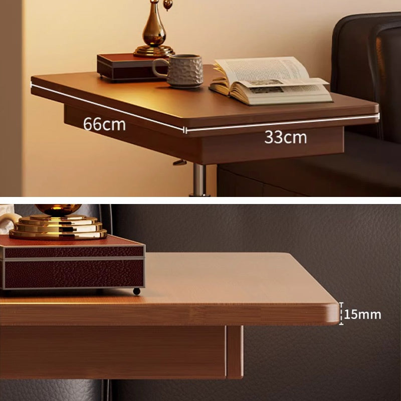 Casaconer | テーブル・ローテーブル・サイドテーブル・センターテーブル・昇降テーブル・多機能テーブル・幅66cm・高さ70~91.5cm・ウォルナットカラー・多機能デザイン・無垢材・スチール脚・収納ワゴン・在宅ワーク・コンパクト家具・一人暮らし