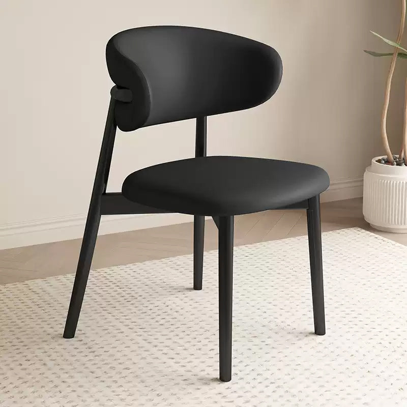 Casaconer | ダイニングチェア・木製脚・ブラック/ベージュ・クッション座面・背もたれ付き・モダンデザイン