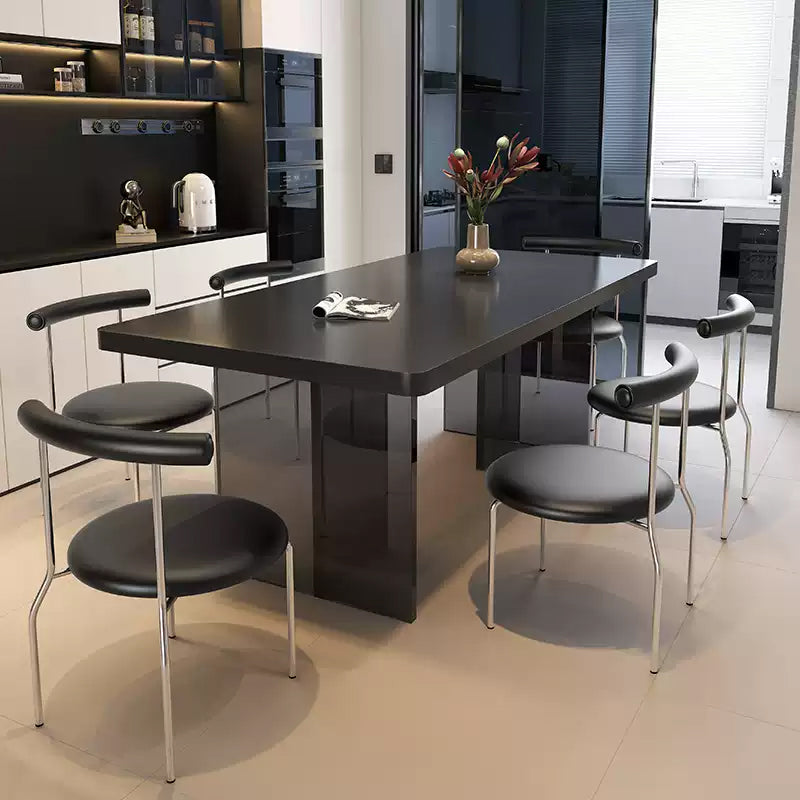 Casaconer | セラミックダイニングテーブル・アクリル脚・黒食卓・おしゃれ・2人/4人/6人/8人掛け・高さ75cm