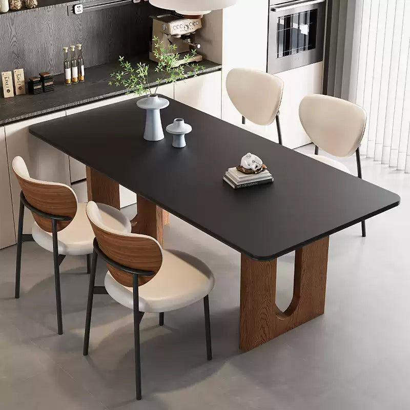 Casaconer | ダイニングテーブル・無垢材脚・白/黒/グレー天板・2人/4人/6人/8人掛け・高さ75cm