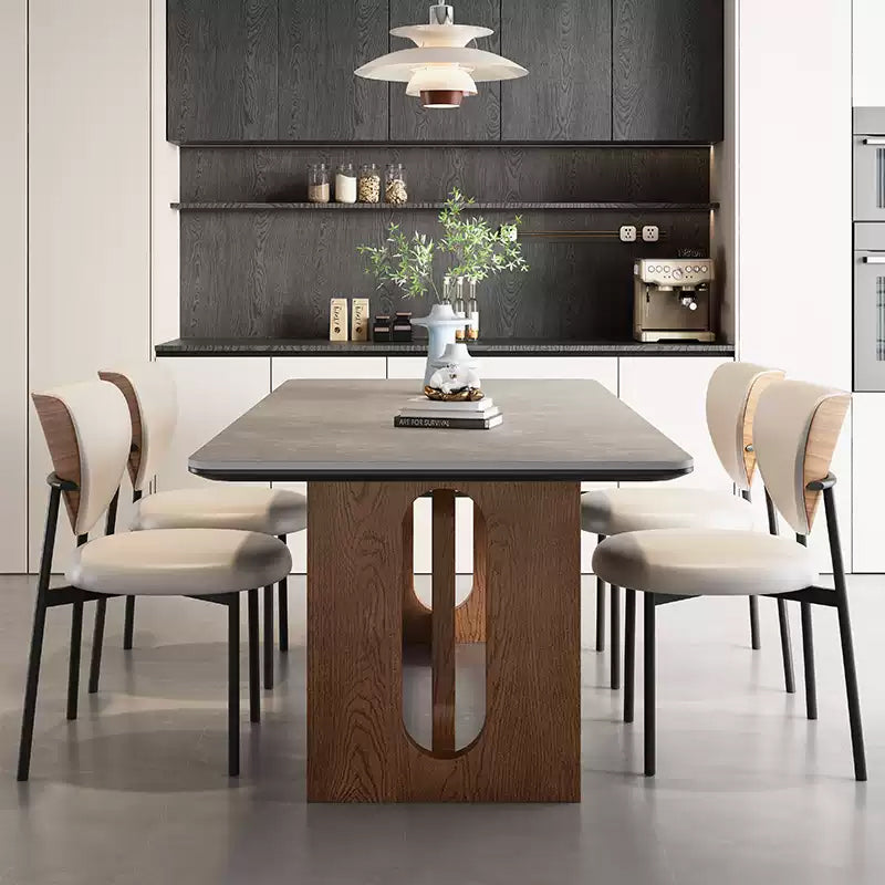 Casaconer | ダイニングテーブル・無垢材脚・白/黒/グレー天板・2人/4人/6人/8人掛け・高さ75cm