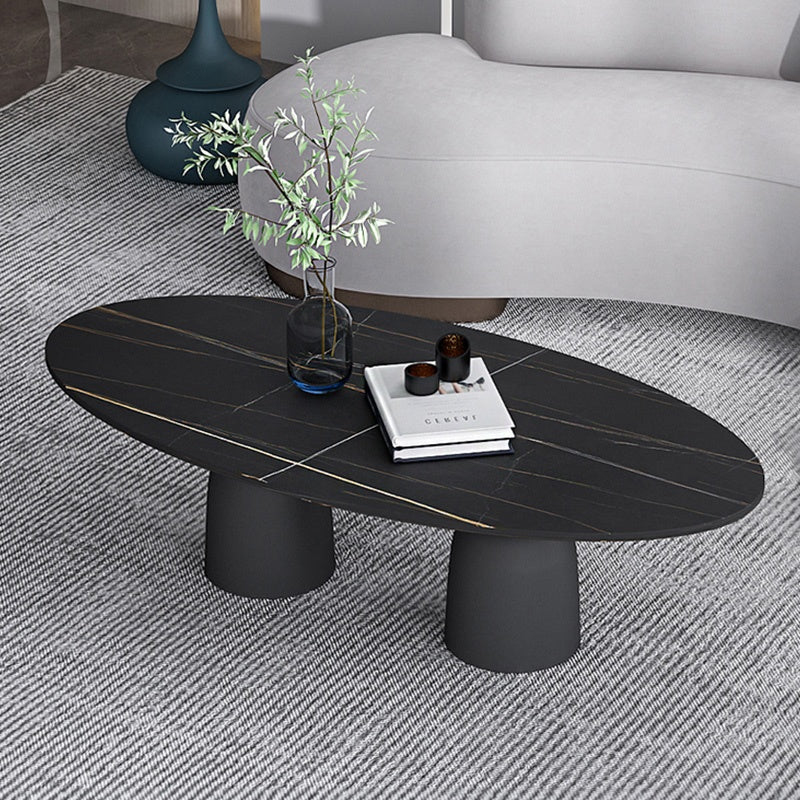 リビングテーブル セラミック調天板 幅120cm 楕円形 ローテーブル リビング向け シンプルモダン 北欧風 デザイン ソファ前テーブル ホワイト/ブラック 大理石風 おしゃれ